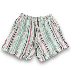 Briggs Women's Multi Color Striped Linen Shorts Pockets Drawstring Size S 25 x 5